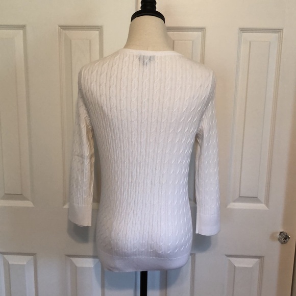 Talbots three quarter sleeve length white button cardigan. - Picture 3 of 5